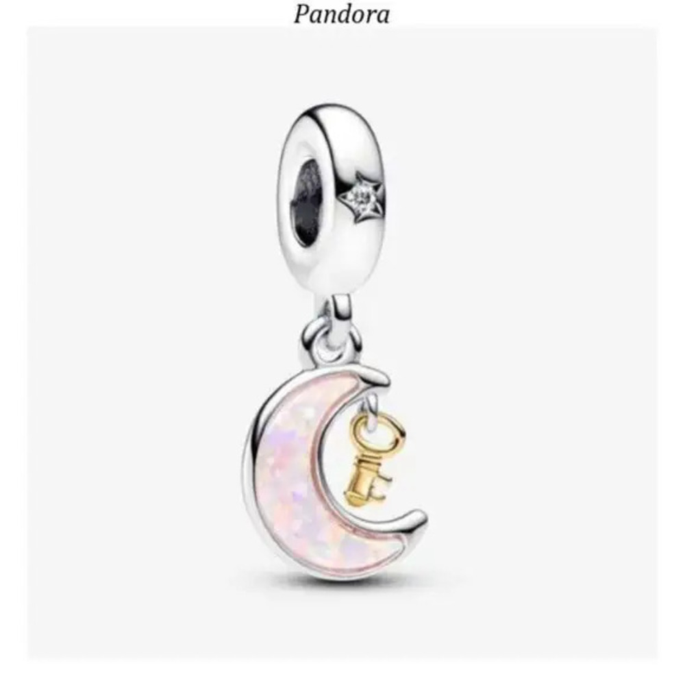 Pandora Two-tone Key & Moon Dangle Charm